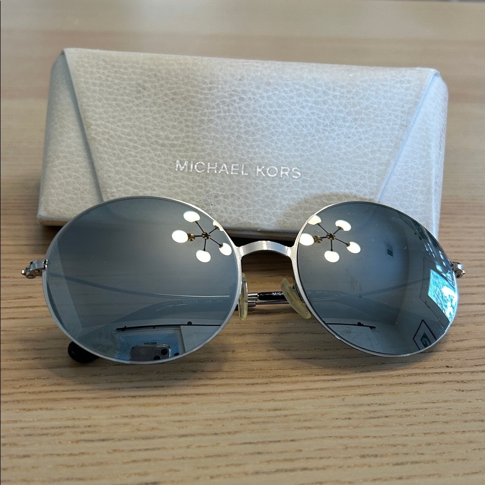 Michael Kors Silver Reflective Round Sunglasses